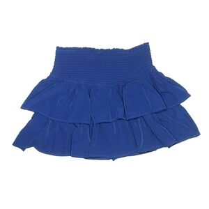 100% Silk Blue Tiered Mini Skirt - Size M